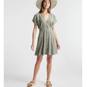 NWT Quince Vintage Wash Tencel Button Front Dress in Olive